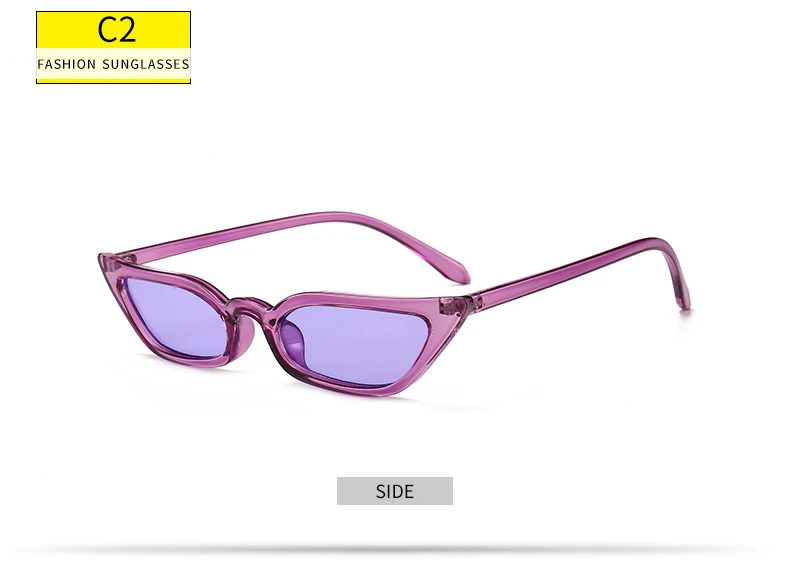 

Stylish Small Lens Narrow Cat Eye Sunglasses Women UV400 Plastic Shield Cateye Glasses