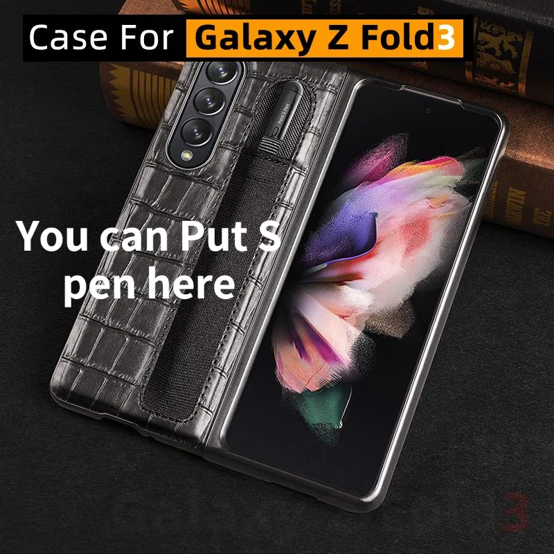 Чехол для Galaxy Z Fold 3 с S-держателем ручки W22 защитный чехол S-слотом из натуральной