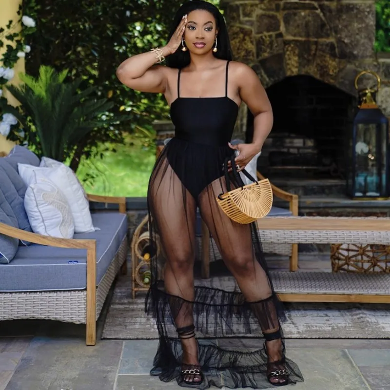

Mesh Cover Up Skirt Women Swimwear 2 Piece Set Skinny Bodysuit And Skirt Suits 2021 New Ruched Splice Beach Swimsuit Bikini Sets