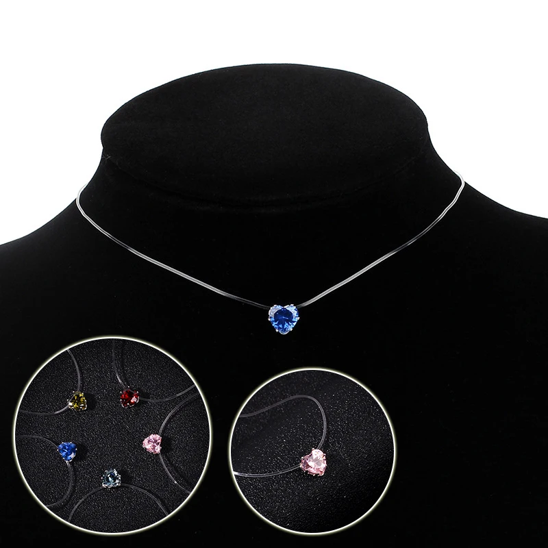 Ожерелье с подвеской в виде сердца из прозрачной лески|Ожерелья подвеской| |