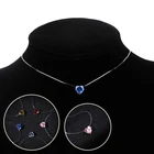 Женское прозрачное колье из лески с подвеской в форме сердца, невидимое маленькое колье с кристаллами, хороший подарок