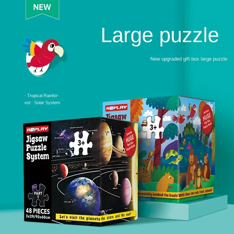 

Пазлы большого размера для детей, бумажная игрушка-пазл с планетами и животными, 48 шт., 90*60