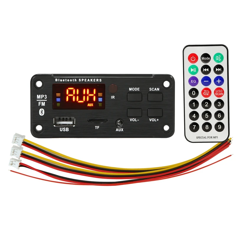 DC12V беспроводной Bluetooth MP3 WMA USB/SD/FM/AUX декодер плата пластина аудио модуль цветной