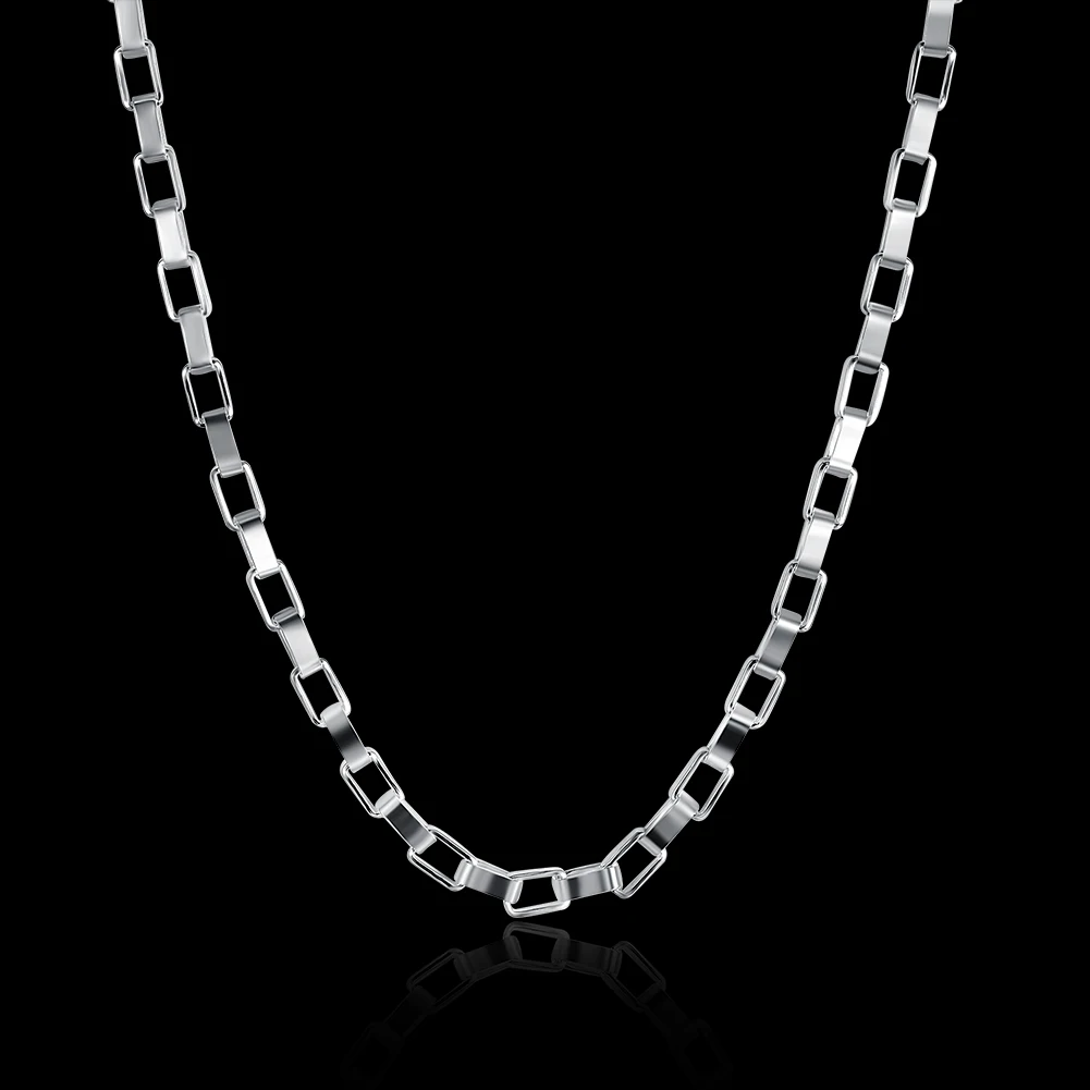 hot fine 5mm box chain 925 color silver necklace for women man 18 inches party wedding luxury jewelry brands holiday gifts free global shipping