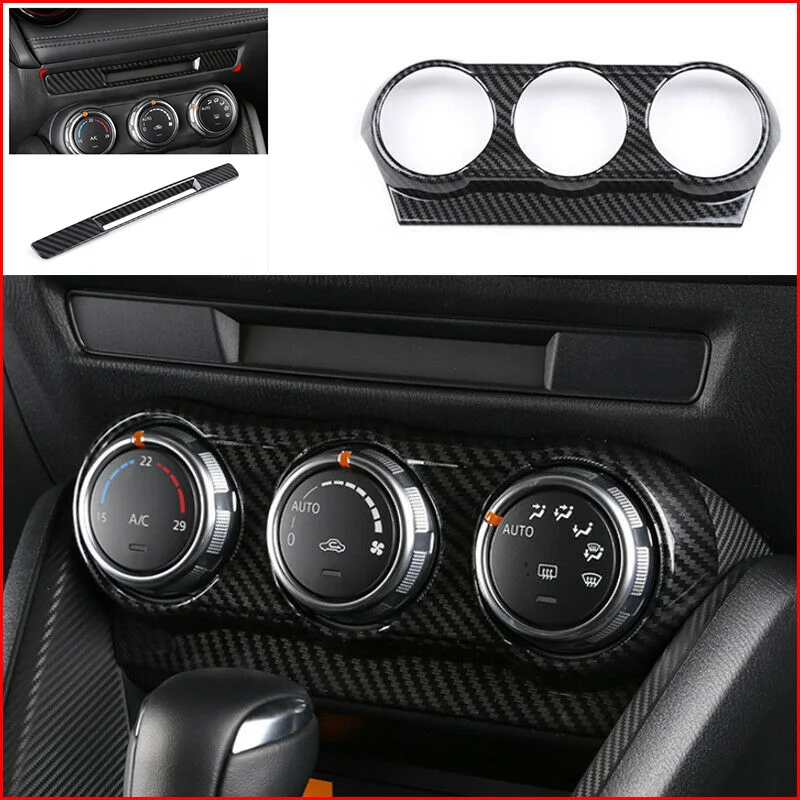 

Carbon Fiber Interior Air Condition Panel Cover Center Console Liquid Crystal Sn Trim for Mazda CX-3 CX3 2017-2018