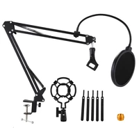 desktop microphone stand suspension boom scissor arm stand with 38 58 screw shock mount filter clip cable ties