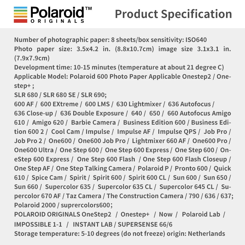 Пленка Polaroid Originals Instant 600 цвет черный белый для камеры Onestep2 Plus Instax SLR680 636 637 640 660