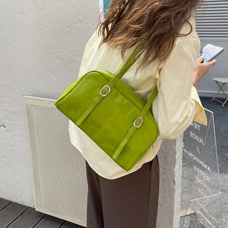 

Soft PU Leather Ladies Travel Handbags Large Capacity Female Casual Tote Fashion Simple Women Small Square Shoulder Underarm Bag