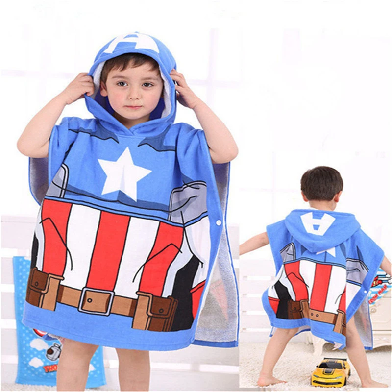 Детское мультяшное мягкое пляжное полотенце с капюшоном из хлопчатобумажной