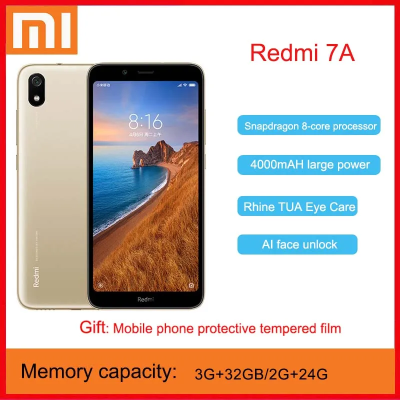 Смартфон Redmi 7A 3 ГБ 32 Восьмиядерный процессор Snapdragon SDM439 аккумулятор 4000 мАч экран 5