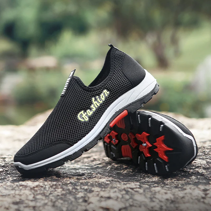 cheap 2021 New Men Hiking Shoes Spring Casual Shoes Comfortable Fashion Light Outdoor Climbing Shoes Sneakers Non-Slip Loafers