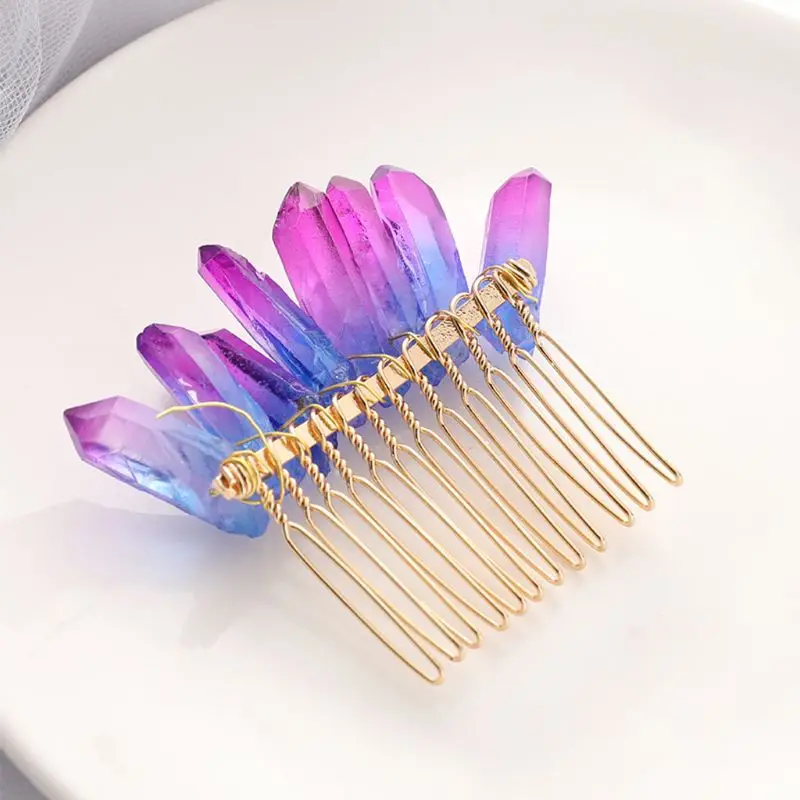 Романтическая градиент ручной работы кристалл кварца волосы расческой