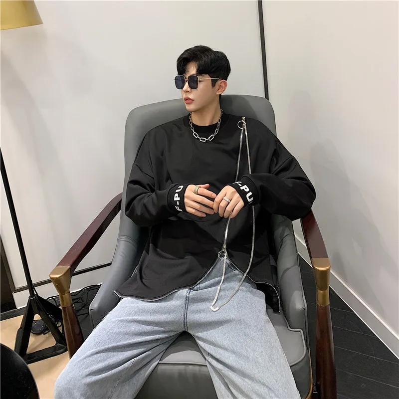 Свитшот мужской асимметричный уличная одежда в стиле хип-хоп панк готический