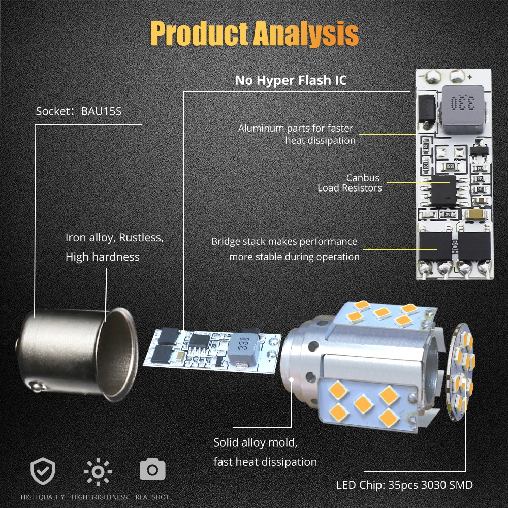 2 шт. Автомобильные светодиодные лампы 1156 BAU15S PY21W 35 SMD 3030 15 Вт | Автомобили и