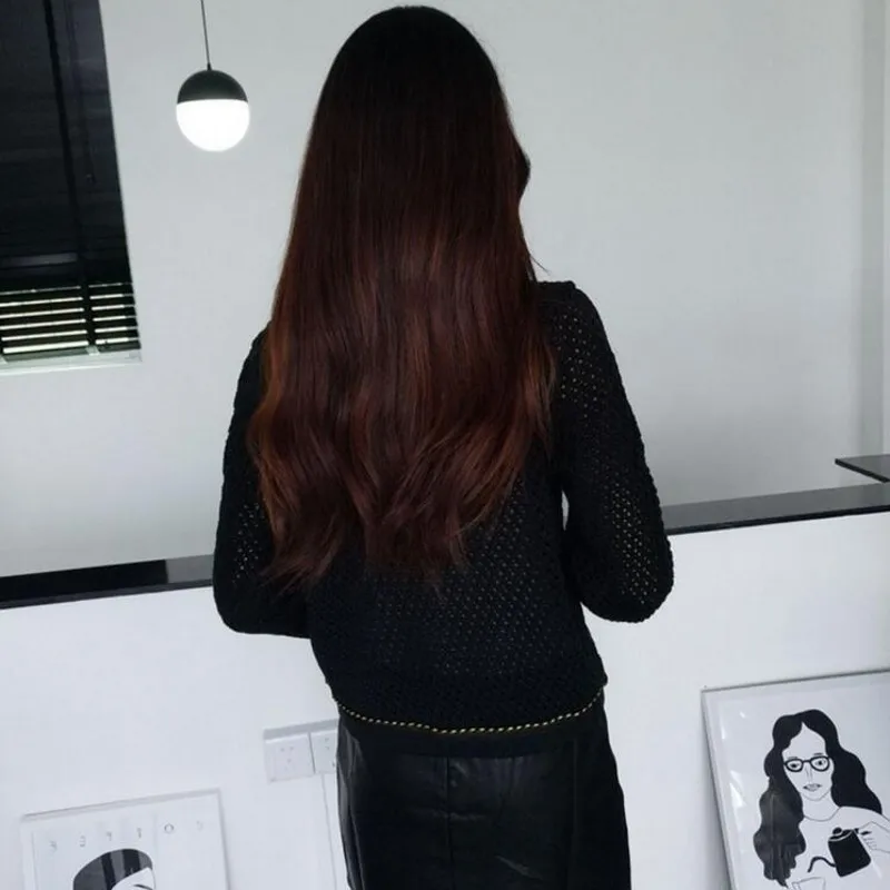 Женский короткий кардиган с длинным рукавом и круглым вырезом |