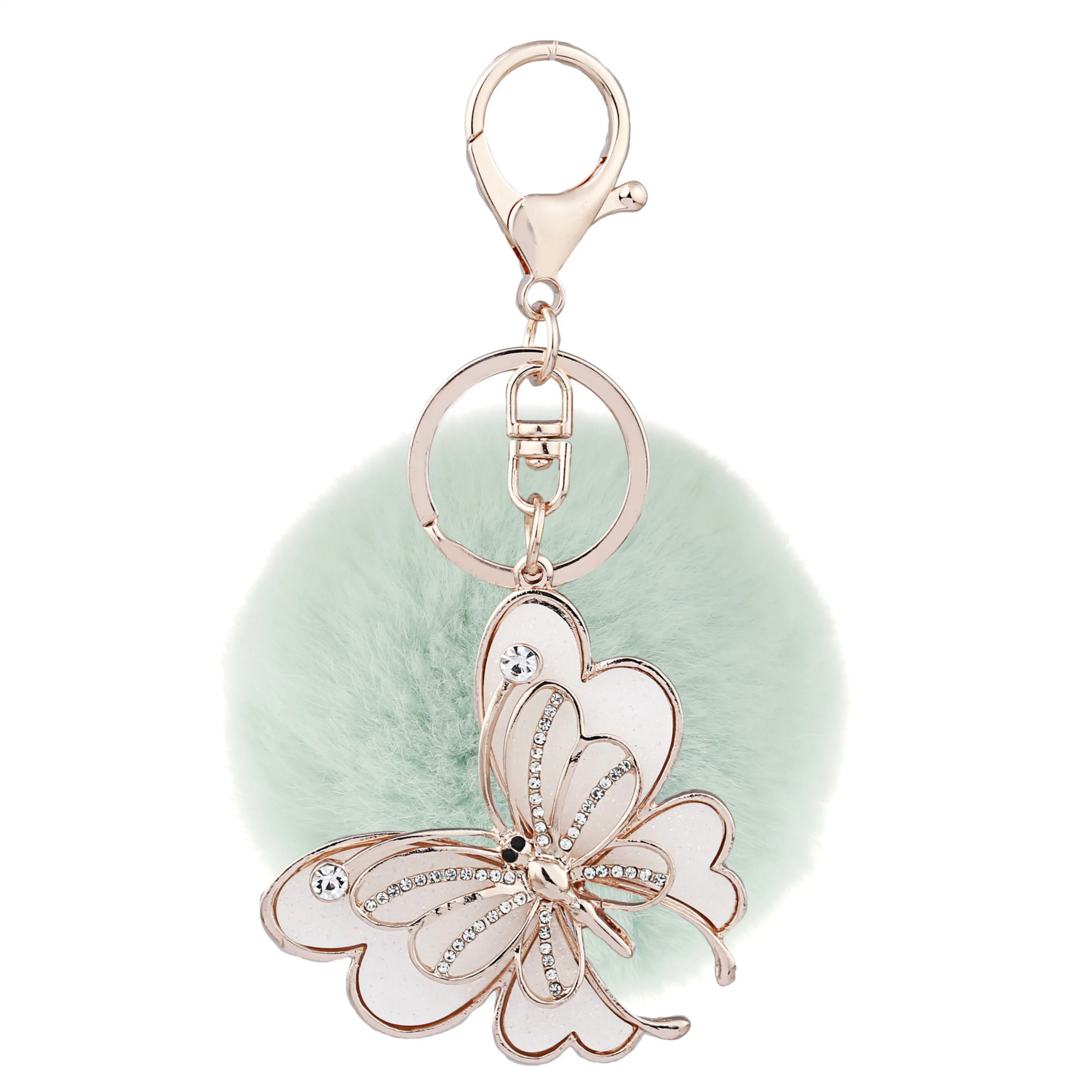 Красивый большой брелок бабочка с шариком для волос подвеска сумки