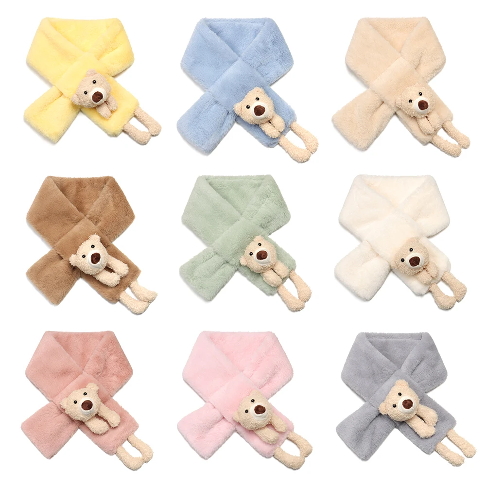 

Plush Doll Soft Kids Scarf Winter Autumn Children Baby Warm Scarves Imitation Rabbit Fur Infant Neck Ring Collar Boys Girls