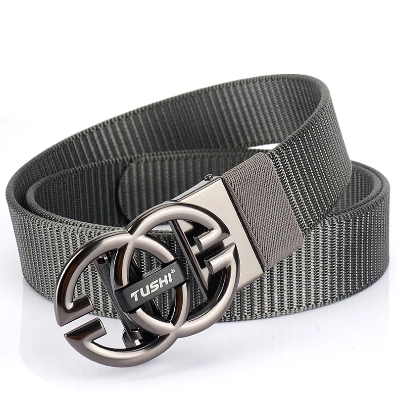 

New men's nylon canvas belt toothless automatic buckle neutral belt