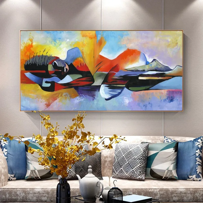 

Large Lord Buddha Abstract Oil Paintings on Canvas Religious Posters and Prints Wall Art Hanging Pictures for Living Room Decor