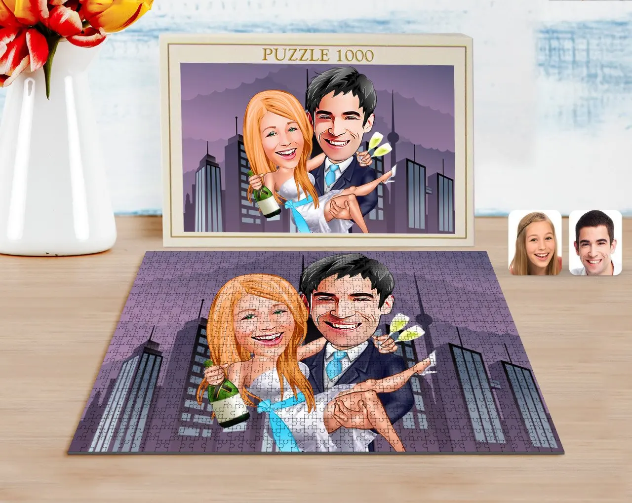 

Personalized Maried Caricature of 1000 Piece Professional Puzzle-4