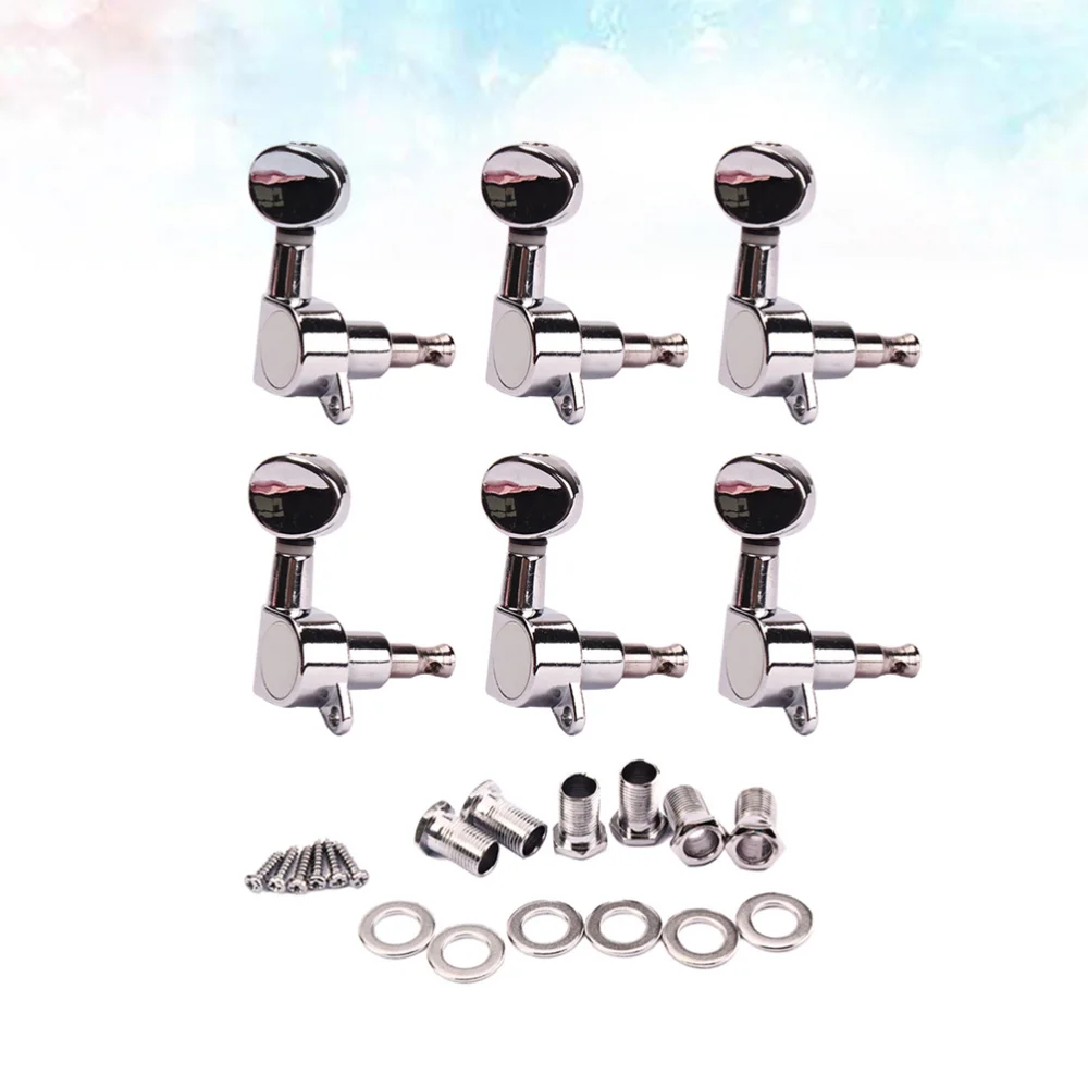 

GC206E New 6 In Line Vintage Style Guitar Machine Heads 6R Tuning Pegs (Silver)