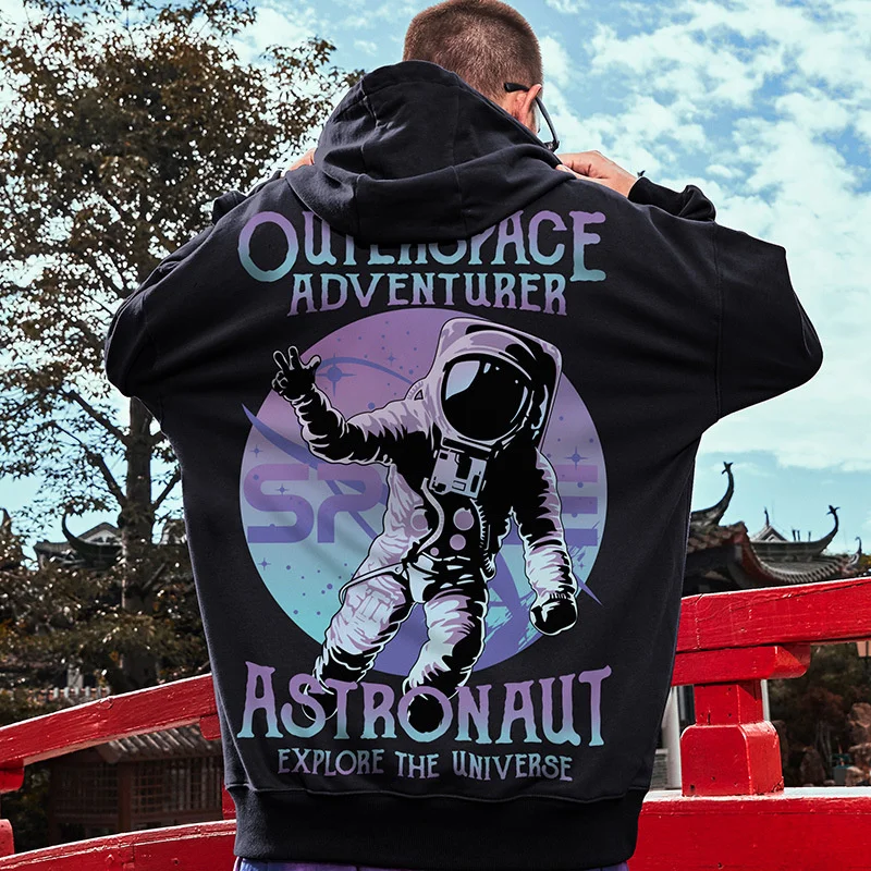 

Осенне-зимний Свободный Топ с капюшоном, индивидуальный большой свитер в стиле Хай-стрит, ленивый ветер, астронавт, свитер с капюшоном, флис...