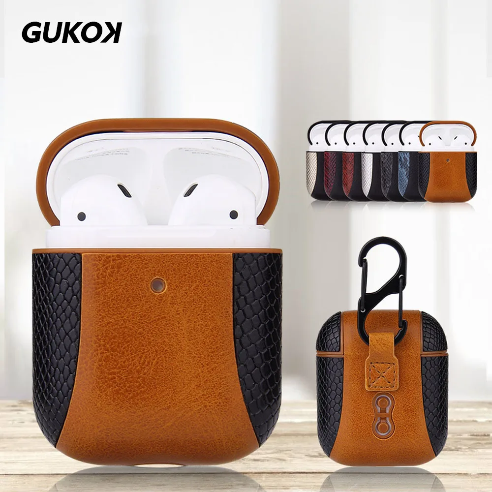 Защитная сумка со змеиным принтом кожаный чехол для наушников портативный AirPods 1/2