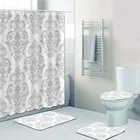 Роскошная серебристо-серая и белая занавеска для душа в стиле барокко, викторианская занавеска с цветочным рисунком, коврики для ванной комнаты, домашний декор