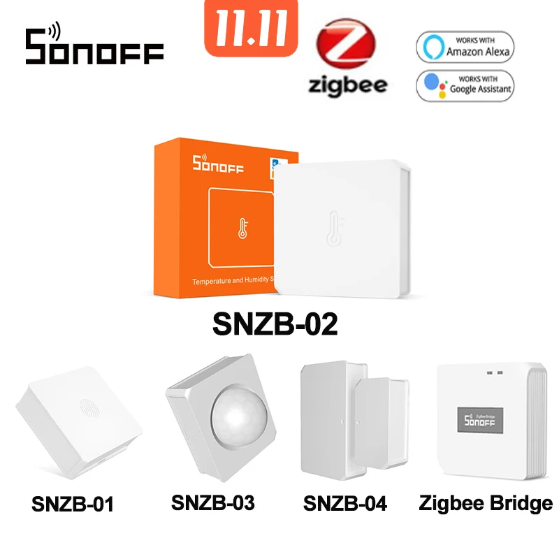 

SONOFF SNZB-02 ZigBee Temperature And Humidity Sensor Real Time Notification E-WeLink App Smart Home Work With SONOFF ZBBridge