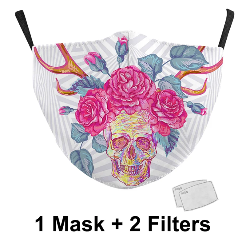 Модная хлопковая черная смываемая маска PM2.5 с фильтром из активированного угля