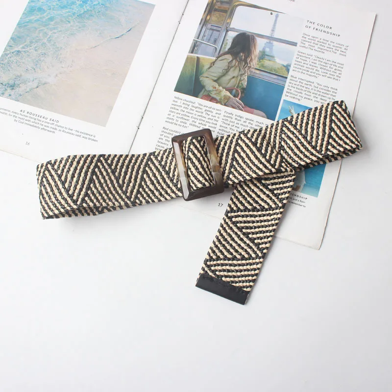 Женская акриловая Пряжка без отверстий регулируемый черный широкий соломенный