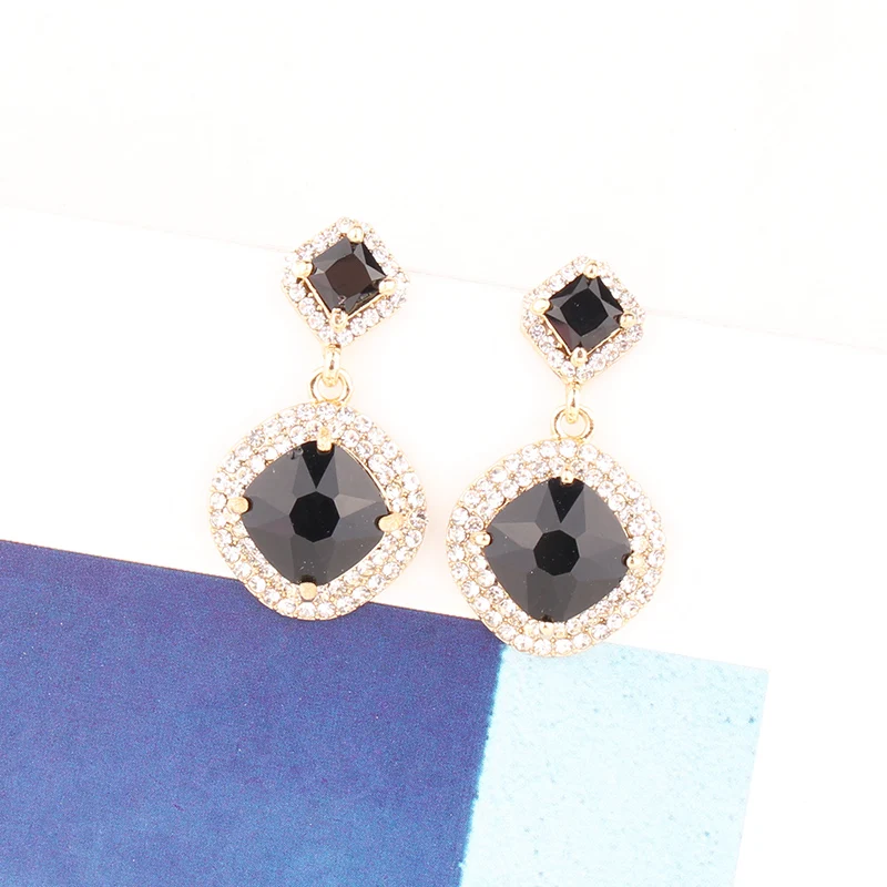 LUBOV 2019 Новые Модные Разноцветные квадратные циркониевые висячие серьги-подвески