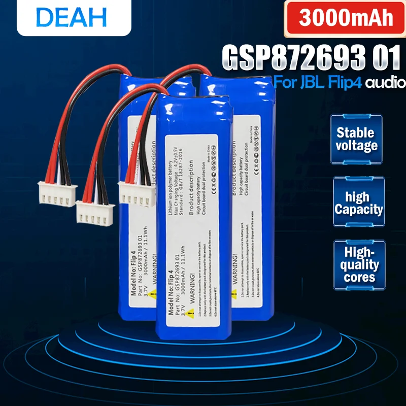 

GSP872693 01 3.7V 3000mAh Rechargeable Lithium Polymer Battery For JBL Speaker Flip 4 Flip 4 Special Edition Bluetooth Audio