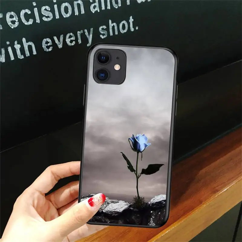 

Blue Rose Flower Phone Case For Iphone 6 6s 7 8plus X Xr 11 12 Mini Pro Max Cover Fundas Coque