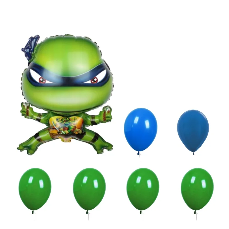 Букет воздушных шаров Черепашки Ниндзя Леонардо и латексные шары (7 шт) | Дом сад