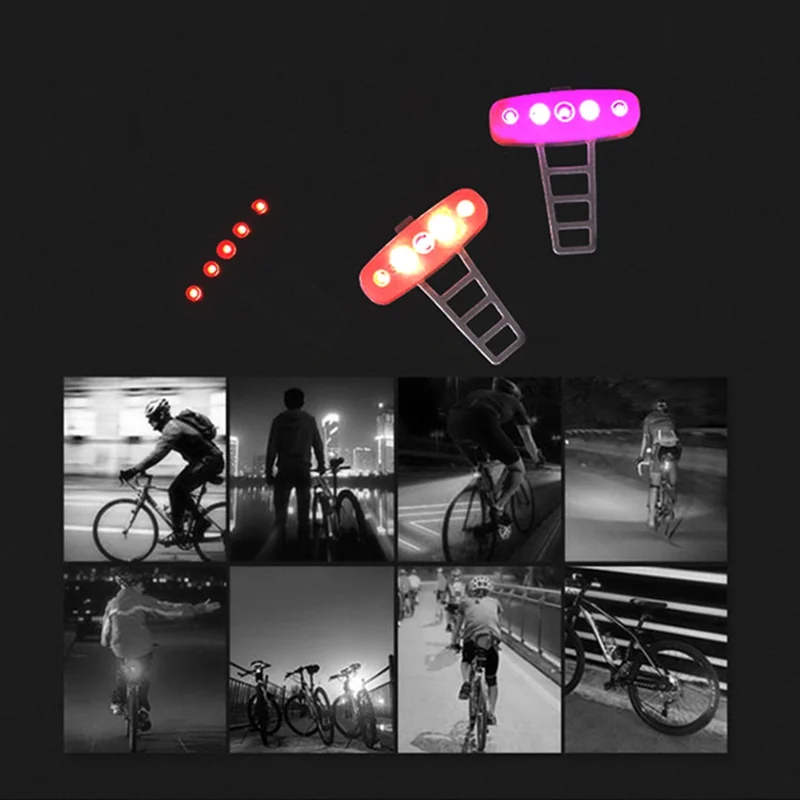 

Bicycle Light Waterproof Rear Tail Light Northern Lights Taillight Bicycle Silicone Light Bike USB Rechargeable Waterproof Light