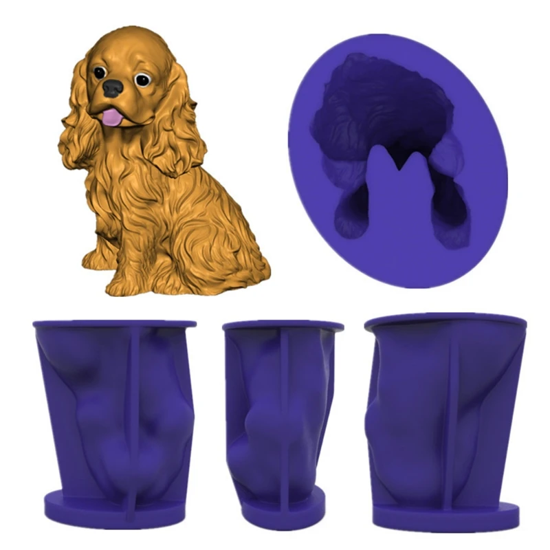 

3D Cute Dog Home Decorations Epoxy Resin Mold DIY Crafts Plaster Candle Making Tool Ornaments Casting Silicone Mould
