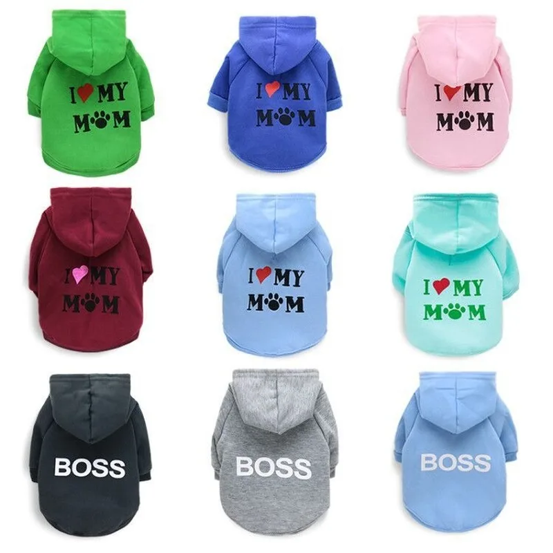 

Letter Dog Clothes I Love My Mom Dad Clothes for Dogs Hoodies Small Pet Clothing Cute Print Super Autumn Winter Green Ropa Perro
