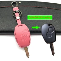 high quality genuine leather car key cover 2 button for renault clio scenic megane duster sandero koleos captur twingo