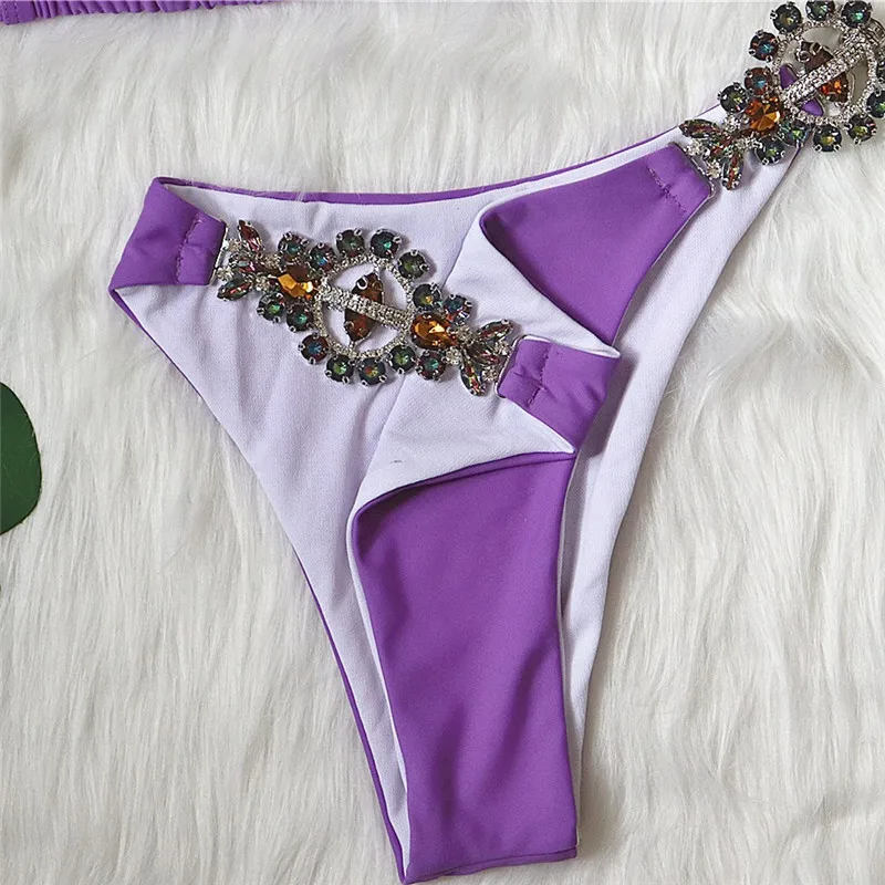 

Sexy Rhinestone bikinis 2020 mujer Push up swimsuit women Halter swimwear women bathers Shiny diamond biquini bathing suit new