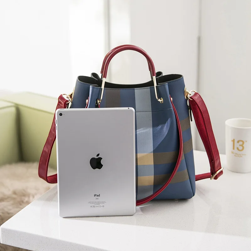 Клетчатая Женская посылка новая Универсальная сумка-мешок из искусственной кожи