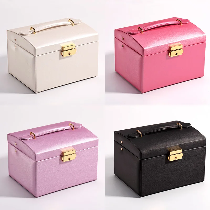 

Korean style fresh and simple natural texture portable jewelry box earrings ring watch jewelry desktop finishing storage box