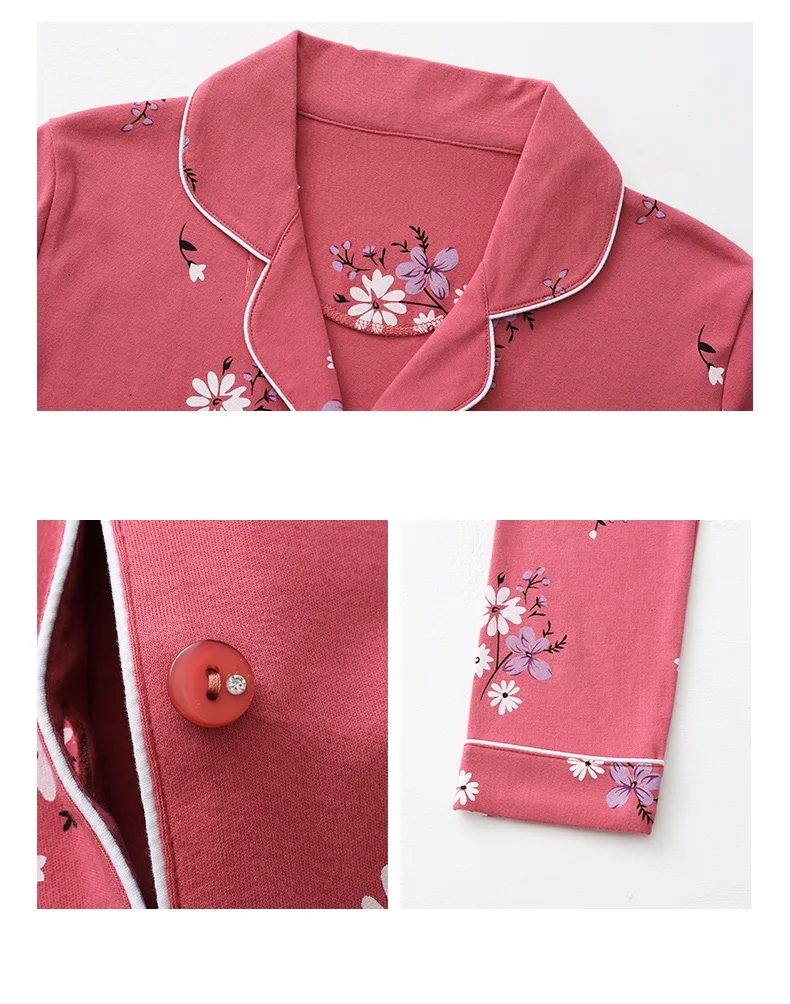 

Large Size XXXL Cotton Cardigan Pajama Set for Women Autumn Long Sleeve Pyjama Lady Long Pant Loungewear Homewear Clothing
