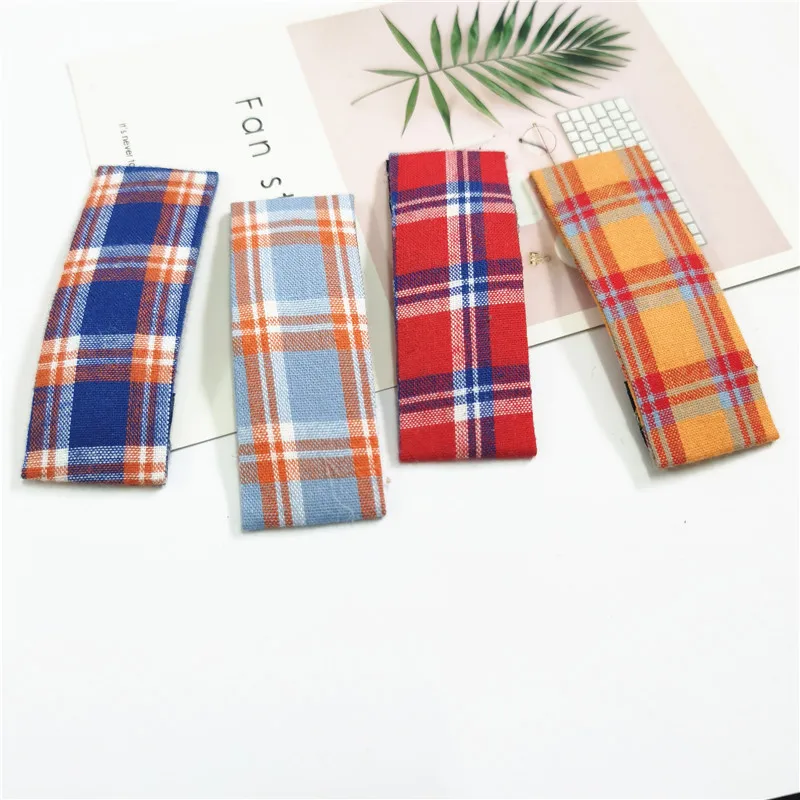 

Заколки для волос в клетку женские, цветные зажимы для волос из ткани, 4 шт.