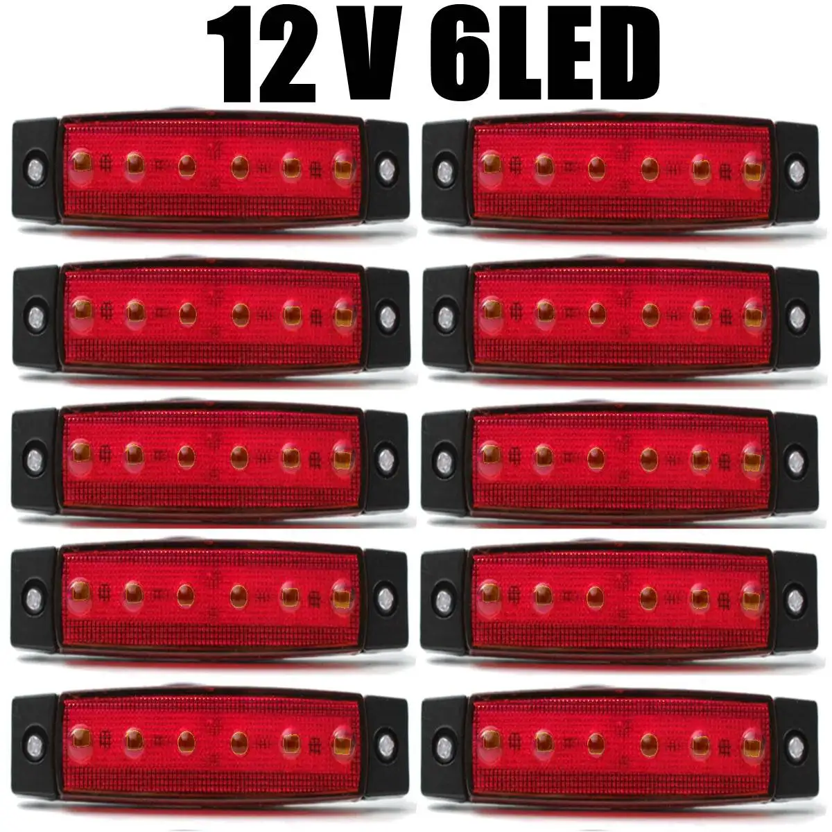 10pcs 12V Red 10/30 шт красный+ белый+ желтый автомобиль Внешнее освещение светодиодный 12V 6 Автомобильный светодиодный SMD Автомобильные шины для грузовиков вагонов боковые габаритные светодиодный индикатор прицеп светильник - Цвет: 10pcs 12V Red