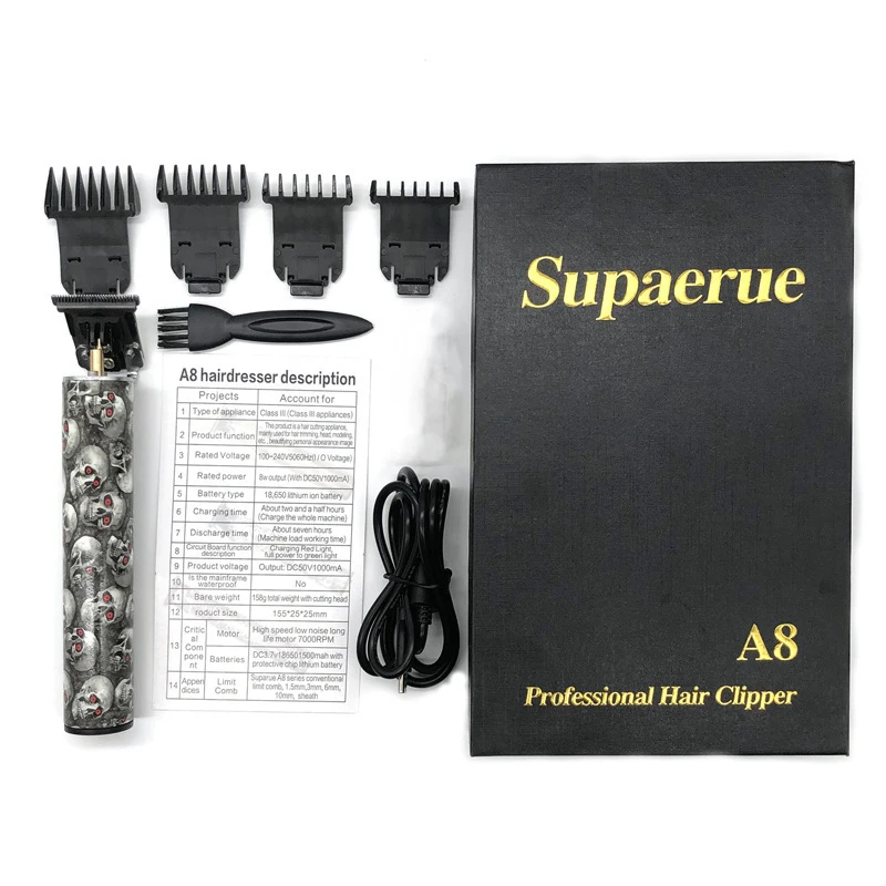 

Halloween Noctilucent Skull Electric Hair Clipper USB Rechargeable Hair Trimmer Cordless Shaver Men Hair Cutting Machine 2020