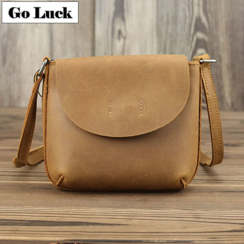 Бренд GO-LUCK, натуральная кожа, Повседневная Маленькая женская сумка через плечо, женские сумки-мессенджеры из воловьей кожи, чехол для мобильного телефона