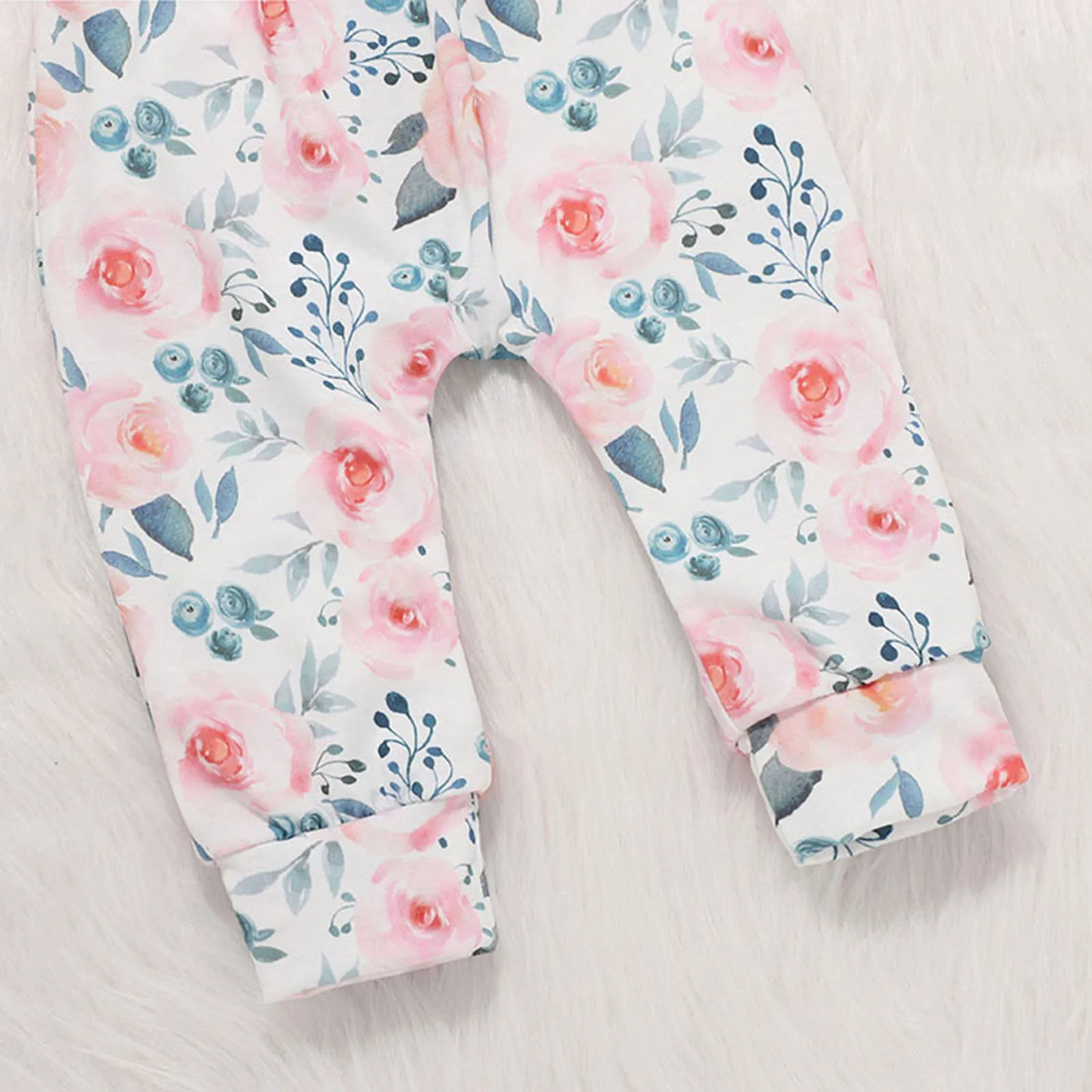 

Infant 3pcs Outfits Newborn Baby Girls Fashion Autumn Winter Solid O-Neck Sweatshirt+Floral Pants+Headband Children Clothing