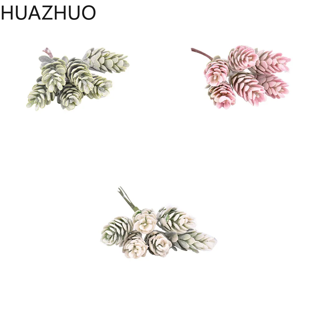 

6 Heads Artificial Pine Nuts Cones Artificial Flowers Pineapple Grass for Wedding Christmas Decoration Shooting Props