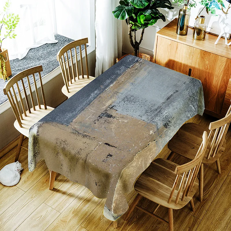 

European and American style printing abstract painting pattern washable decoration household waterproof tablecloth